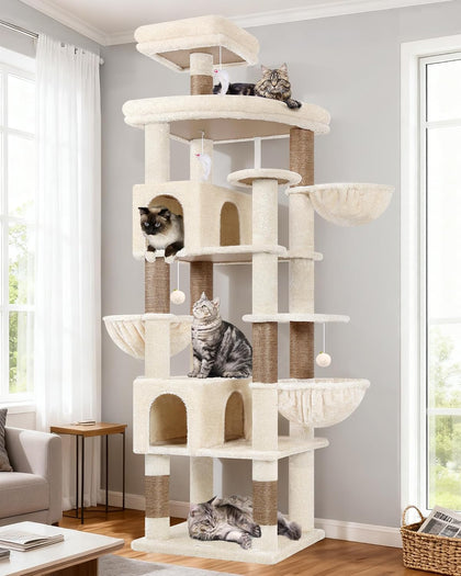 Extra Large Cat Tree Tower, 82in Tall Heavy Duty Cat Tree for Indoor Cats Large Adult Big Cat Tower with 8 Scratching