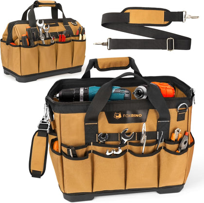 Heavy Duty Tool Bag 16-Inch, 42-Pocket Portable Empty Tool Box Organizer Storage, Anti-Collapse Toolbox Organization