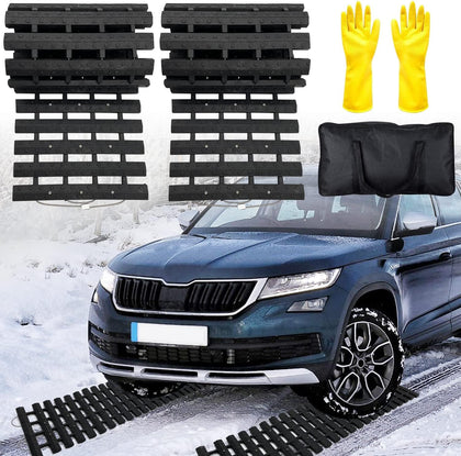 Emergency Devices 2 pcs Tire Traction Mats 47.2" (L) x 10.8" (W), Portable for Snow, Ice, Mud, and Sand to Car