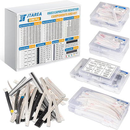 6390pcs 0603 SMD Electronic Component Kit 1% 5% Resistor Capacitor Diode Transistor IC Inductor LED Diodes SMT Electrical Components Assortment