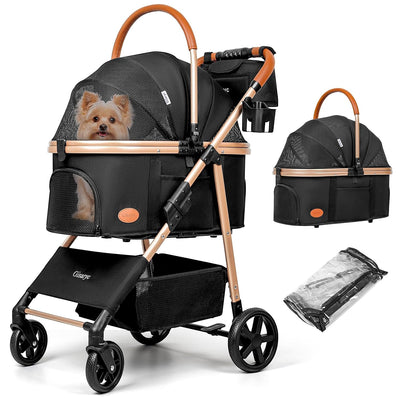 Dog Cat Stroller for Small/Medium Pets, 50 lbs, 3-in-1 Pet Stroller, Black