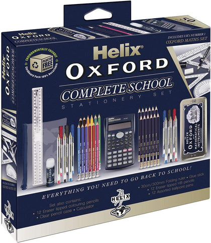Oxford Complete Back to School Stationery Set - Comprehensive Helix Oxford school supplies set including Maths Set