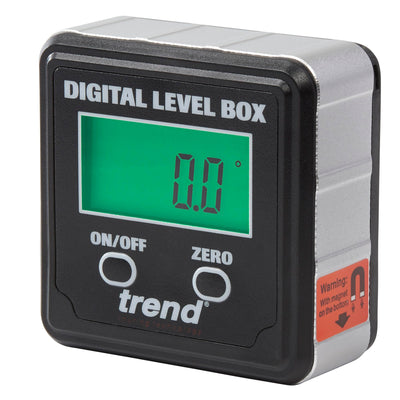 Trend Digital Level Box and Angle Finder, Magnetic Base and Backlit LCD Display for Table Saw, Miter Saw and Blade Angle Setup, Black, DLB