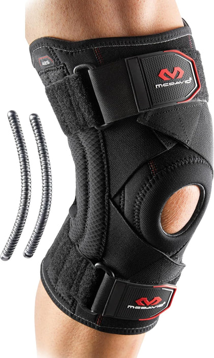 Knee Brace Support with Side Stays, Compression Knee Sleeve & Cross Straps for Patellar Tendon Support, Tendonitis