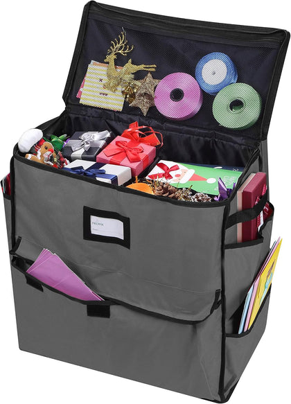 Unique Holiday Storage Organizer Gift Bag and Wrapping Accessories (Gray)