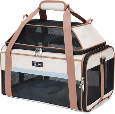 Top-Expandable Pet Carrier 17x11x9.5 Inch Alaska Hawaiian Airline Approved Soft Sided Underseat to 12lbs Travel