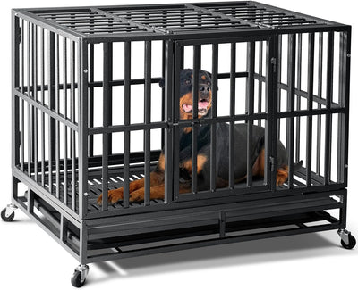 38 Inch Heavy Duty Dog Crate,Upgraded Reinforced Baseplate