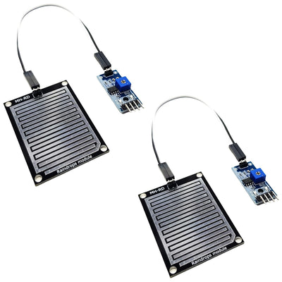 Rain Sensor Module, Raindrop Detection for Arduino, ESP32, Raspberry Pi Weather Projects, 2 Pieces