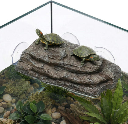 Turtle Basking Platform, Tank Aquarium Tortoise Climbing Platform with 3 Suction Cups, Simulation Rock Resting