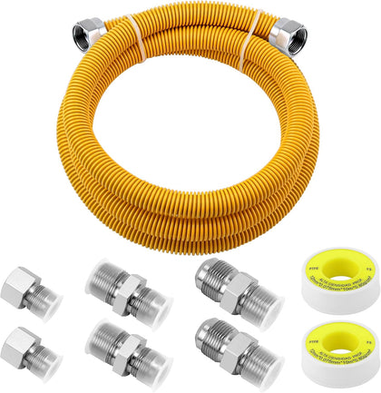 AMI PARTS 72" Flexible Gas Line Kit Yellow Coated, Gas Hose Connector Kit