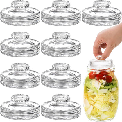 9 Pack Glass Fermentation Weights with Easy Grip Handles, Heavy Glass Fermenting Lids Kit for Wide Mouth Mason Jar