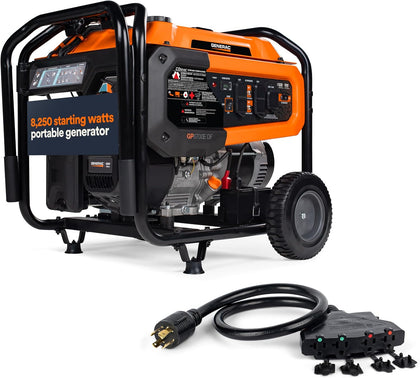 8,250 Starting Watt Dual Fuel Portable Gas Generator Electric Start | Includes Adapter Cord, Home Backup Power