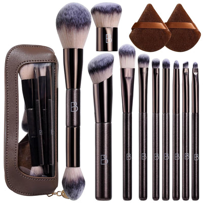 Travel Makeup Brush Set BS-MALL Ultra-Soft Synthetic Bristles Eyeshadow Brush, Foundation Brush for Liquid Makeup