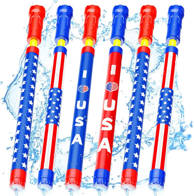 Water Gun 4th of July Idependence Day Super Water Soaker Blaster - 6 PCS Squirt Gun for Kids Water Game Fighting Toys