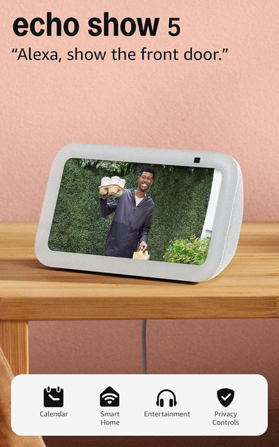 Echo Show 5 (newest model), Smart display, Designed for Alexa+, 2x the bass and clearer sound, Glacier White