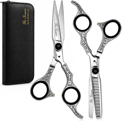 6.5" Professional Hair Cutting & Thinning Shears Set | J2 High Carbon Stainless Steel, Barber Shears for Hair