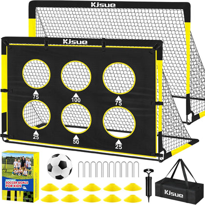Kids Soccer Goal for Backyard Set - 2 of 6x4 ft Soccer Goals Training Equipment, Soccer Net for Kids Age 3-5 6-8 8-10