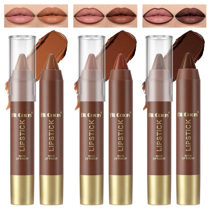 3Pcs Dark Brown Lip Liner and Lipstick Set Kit for Women Light Brown Matte Fall Lipstick Shades Set Lip Stain Long