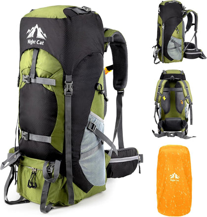 Hiking Backpacks 70L Camping Backpacking Packs for Men Women Lightweight Outdoor for Mountaineering Traveling, No