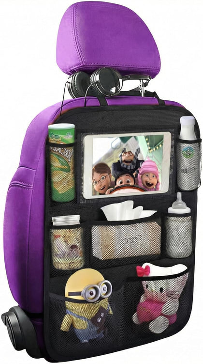 Backseat Car Organizer Mats Back Seat Organizers and Storage Bag with Touch Screen Tablet Holder for Kids Toddlers