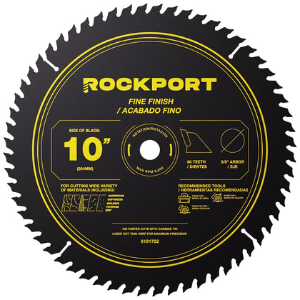 Table Saw Blades 10 inch 60 Teeth - (1 Pack) 10" Table Saw Blades & 10 inch Miter Saw Blades, 5/8" Arbor, Multipupose