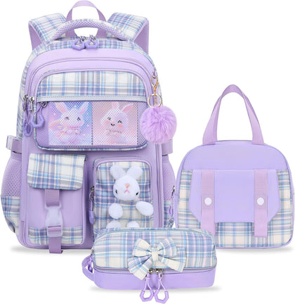 Girls Backpack Set,Cute Kids School Backpack For Girls,Childrens Schoolbag For Elementary Primary
