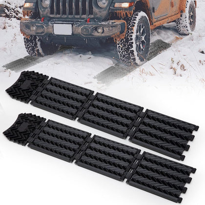 Tire Traction Mats Foldable, Portable Recovery Track Boards for Off Road 4X4 Snow, Ice, Emergency Tire Devices for