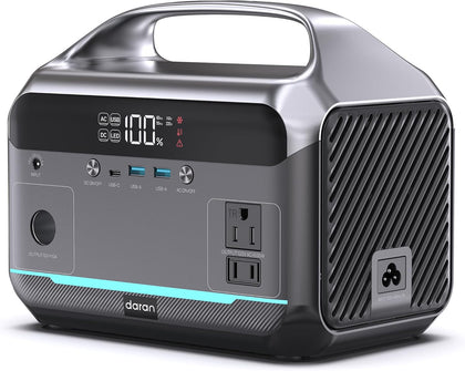 Portable Power Station 1200W Surge, 288Wh LiFePO4 Battery Solar Generator, Power Bank with 600W AC Outlet 110V, PD