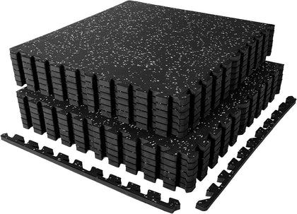 1" Extra-Thick Rubber Top Exercise Mat, Puzzle Gym Flooring for Home Gym, Gym Mat for Workout Equipment, Interlocking