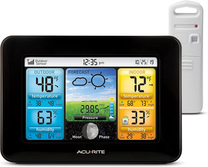 Wireless Home Weather Station with Color Display, Indoor Outdoor Thermometer and Temperature Sensor (02077M)