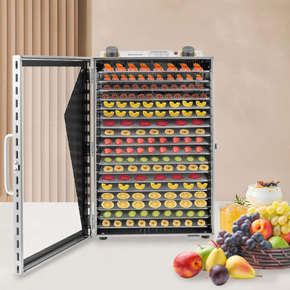 Food Dehydrator Stainless Steel Trays Commercial Fruit Dehydrator Machine Multi-Tier Meat Beef Jerky Maker Dryer with