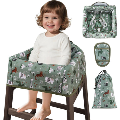 Baby High Chair Cover Restaurant with Strap Pads & 3-Point Harness, Machine Washable, Waterproof Portable Highchair