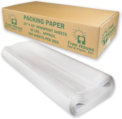Tree House Packing Paper for Moving – 25lbs - 500 Newsprint Packing Paper Sheets – 24” x 30” Paper for Packing