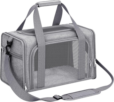 Cat Carrier Up to 16 Lbs, Soft-Sided Pet Travel Bag, Gray