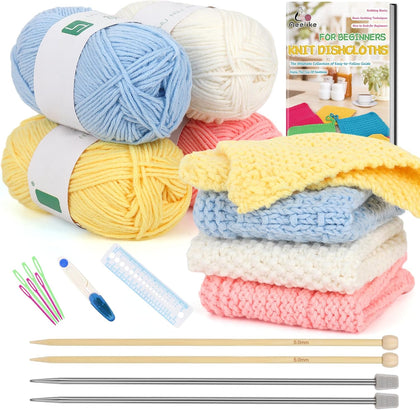 Knitting Kit for Beginners, Complete Beginner Knitting Kit Easy Knitting Set Including Knitting Needles Set Cotton