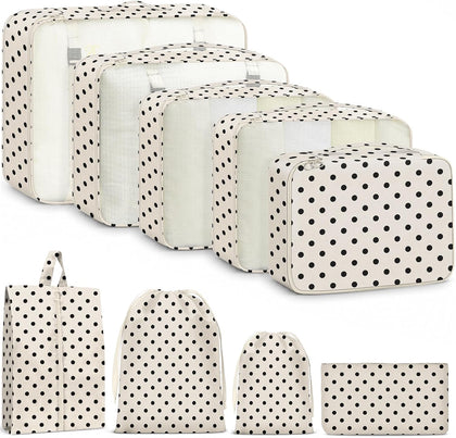 9 Set Packing Cubes for Travel Essentials - Lightweight Carry-On Luggage Organizer Bags with Shoe, Clothes & Laundry