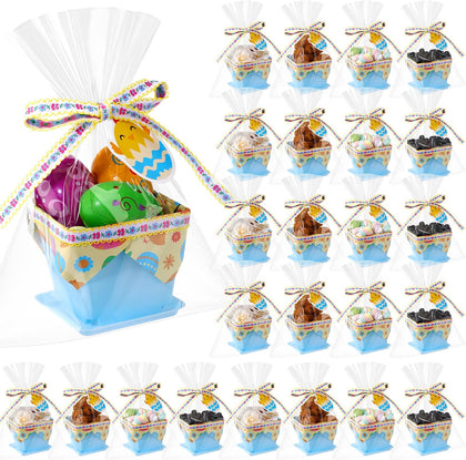 36 Set DIY Mini Easter Basket Stuffers Gift Baskets Empty Bulk Small Plastic Treat Boxes 4 Inch for Candy Snack