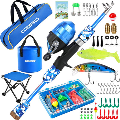 Kids Fishing Pole - Portable Kids Fishing Rod and Reel Combo, Kids Fishing Gear with Tackle Box, Spincast Reel