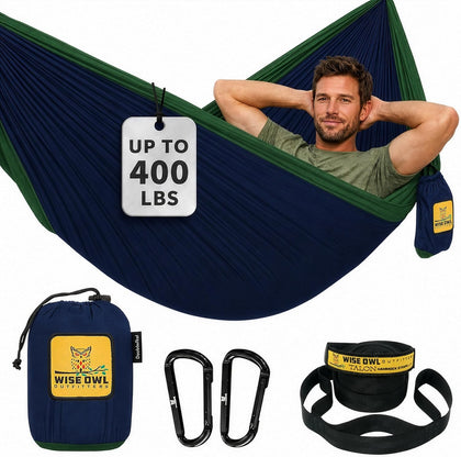 Camping Hammock – up to 500lbs Portable Hammock with Tree Straps - Travel, Backpacking, Hiking, Outdoors Camping Gear