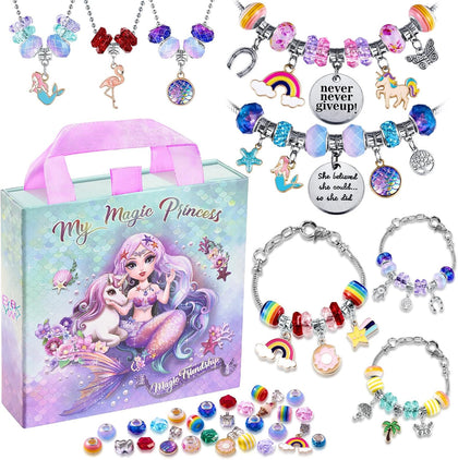 Charm Bracelet Making Kit & Unicorn/Mermaid Girl Toy- ideal Crafts for Ages 8-12 Girls who Inspire Imagination and