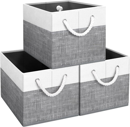 Storage Bins 3-Pack, Foldable Storage Baskets for Organizing Toys, Books, Shelves, Closet, Large Storage Box with
