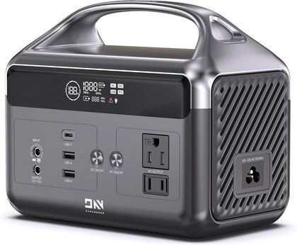 Portable Power Station, 192Wh LiFePO4 Battery Backup Solar Generator with w/2 300W (Peak 600W) AC Outlets, USB-C PD