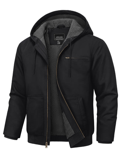Men's Winter Hooded Work Jacket Duck Canvas Sherpa Lined Coat