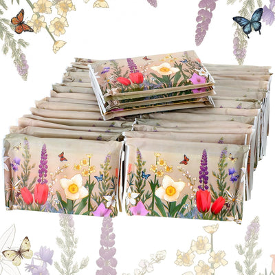 100 Pack Travel Tissues Pocket Size, 3 Ply, Retro Flower