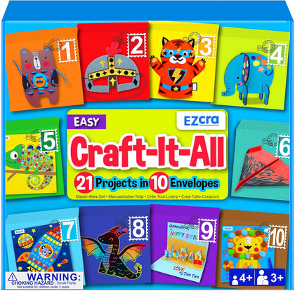 Craft Kits for Kids Ages 4-8 - 21 Projects in 1 Craft Box for Kids - All Inclusive No Mess Arts and Crafts Kit