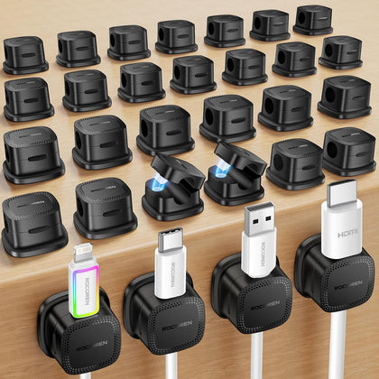 30-Pack Magnetic Cable Clips Cord Organizer,Cable Straps Smooth Adjustable,Rocoren Cable Management Accessories,Cable