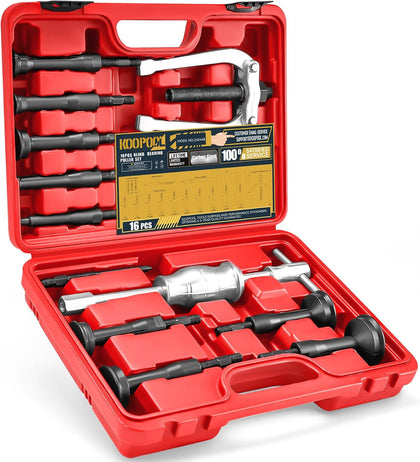 16Pc Blind Hole Bearing Puller Kit – Slide Hammer, Collet Set (Red)