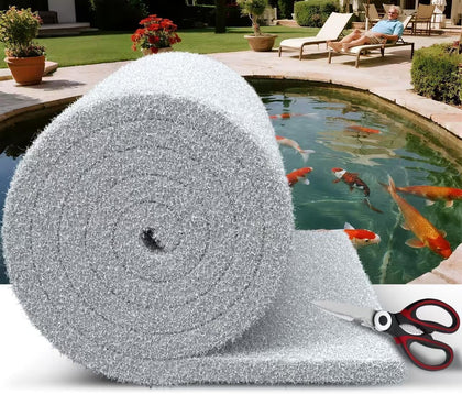 Fine Pond Filter Pad 18" x 36" x 1" - Thickened Cut-to-Fit Reusable Pond Filter Media for Outdoor Ponds, Aquariums &