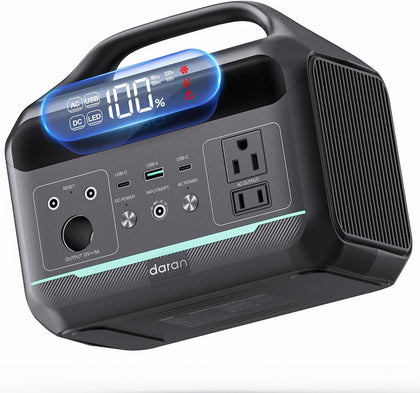 Portable Power Station 300W, 192Wh Large Power Bank with 110V AC Outlet, LiFePO4 Battery Backup,8-Ports Solar