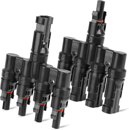 Solar Panel T Branch Connector 1 Male to 4 Female and 1 Female to 4 Male MC4 Cable Wire Connector for Parallel